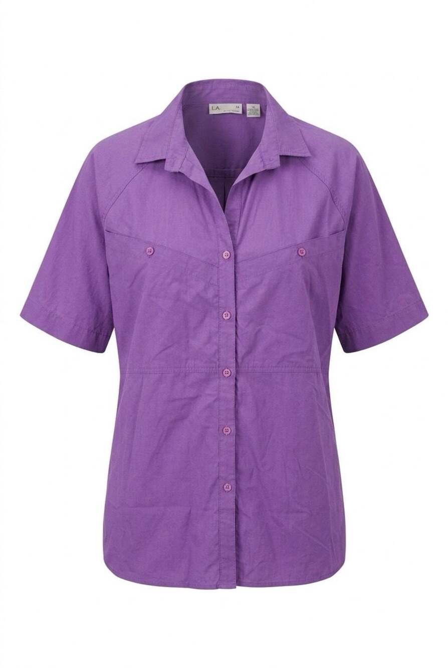 Center Aisle Plus Purple Short Sleeve Button Down Utility Shirt Size 22W